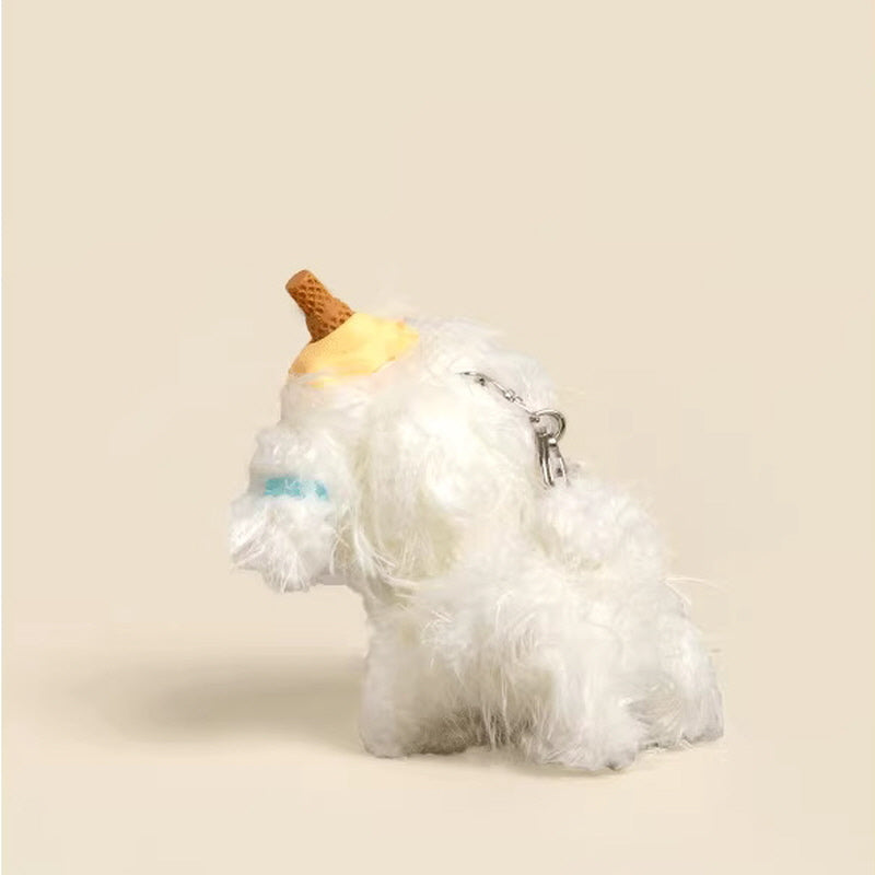 Cute White Puppy Keychain