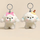 Cute White Puppy Keychain
