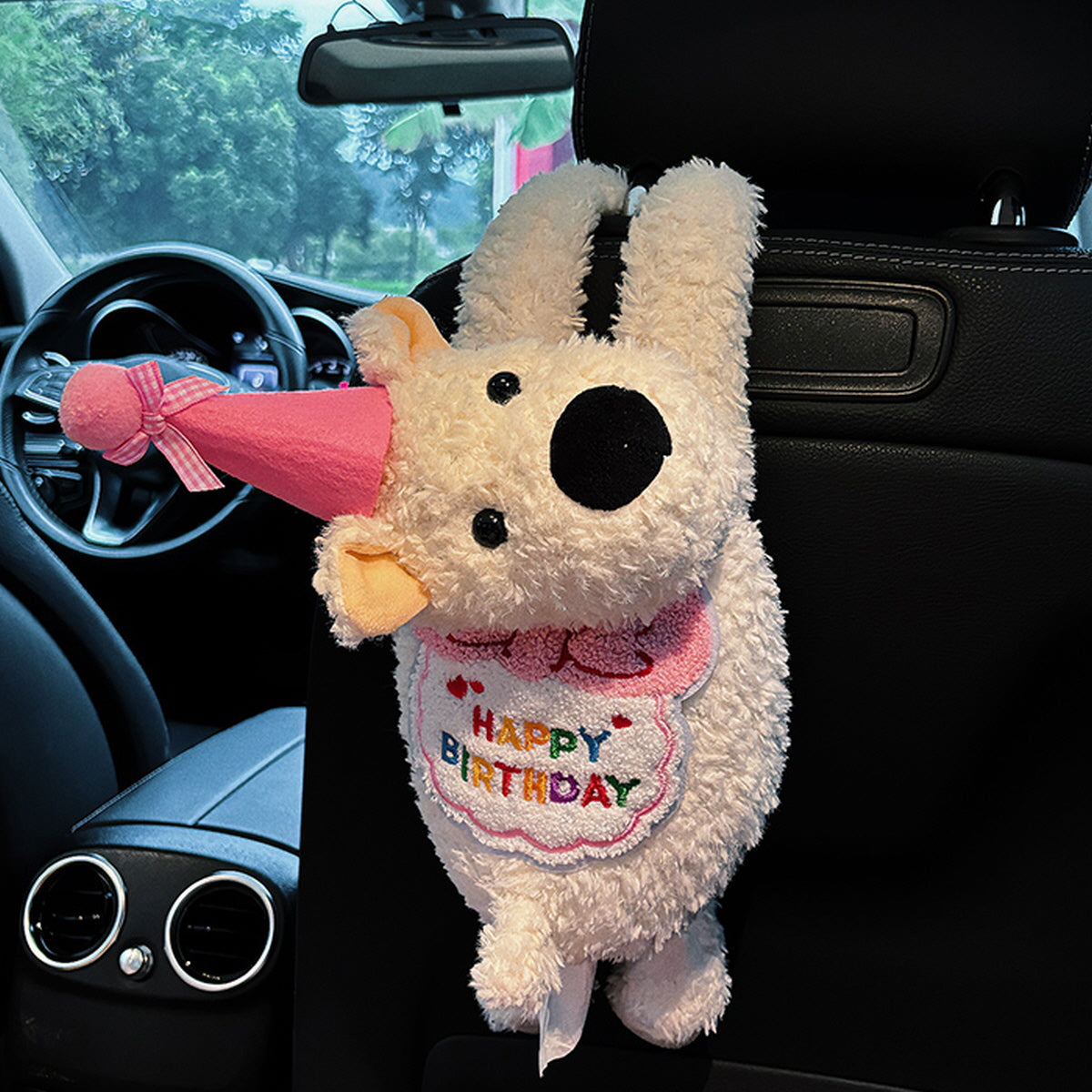 Happy Birthday Puppy Tissue Cover For Car