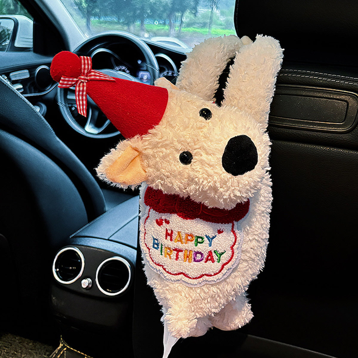 Happy Birthday Puppy Tissue Cover For Car