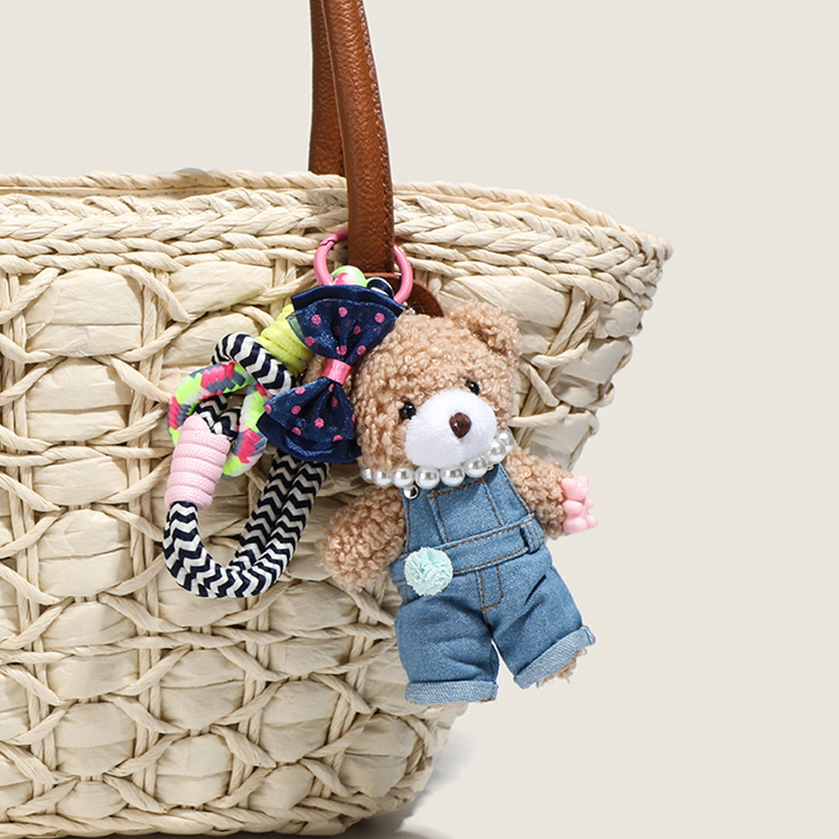 Pearl Necklace Bear Bag Charm