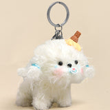 Cute White Puppy Keychain