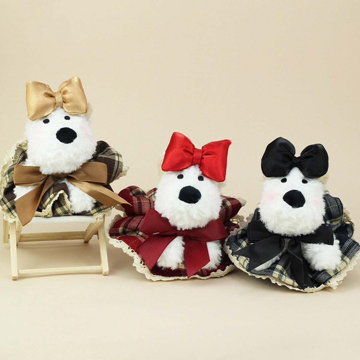 Plaid Dress Puppy Keychain