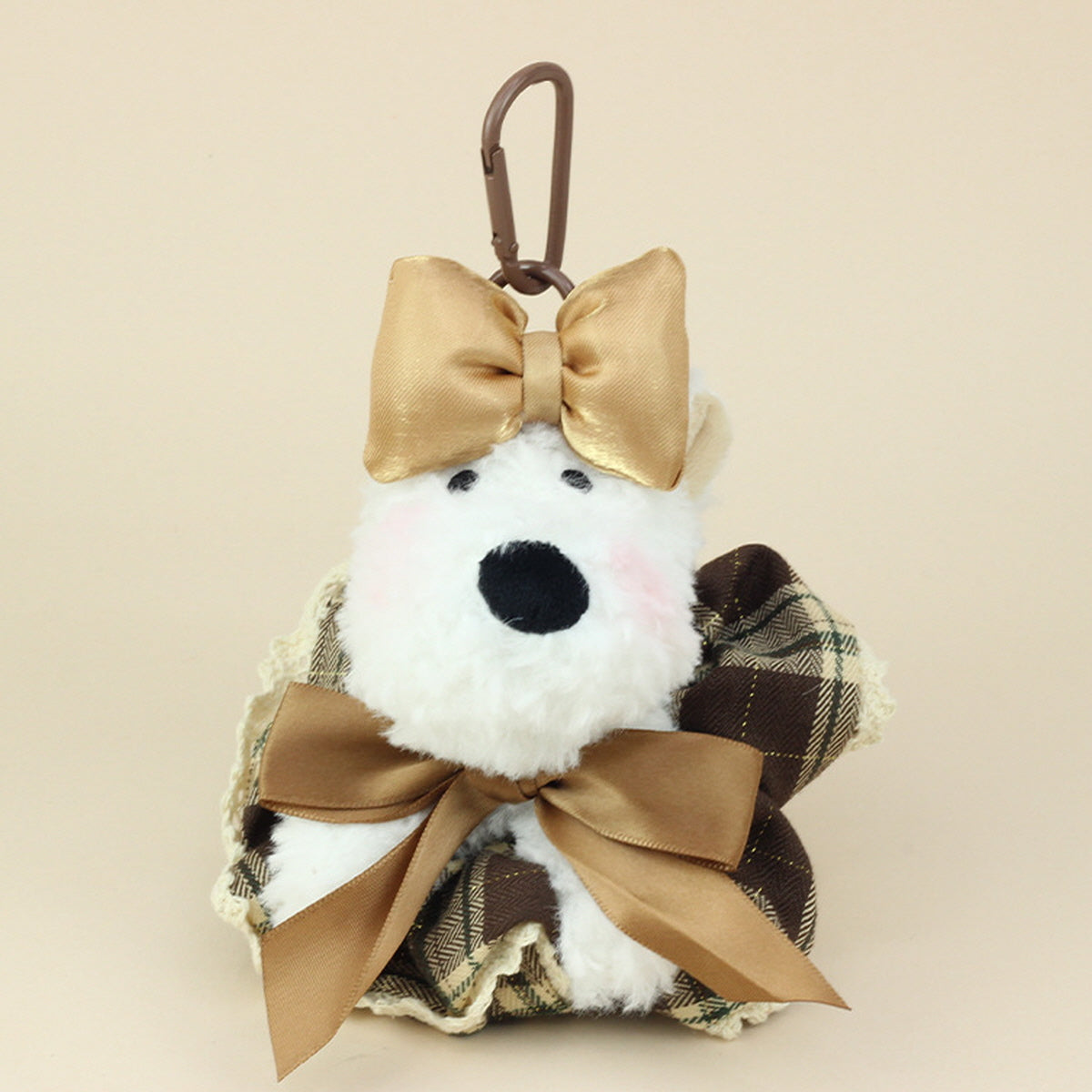 Plaid Dress Puppy Keychain