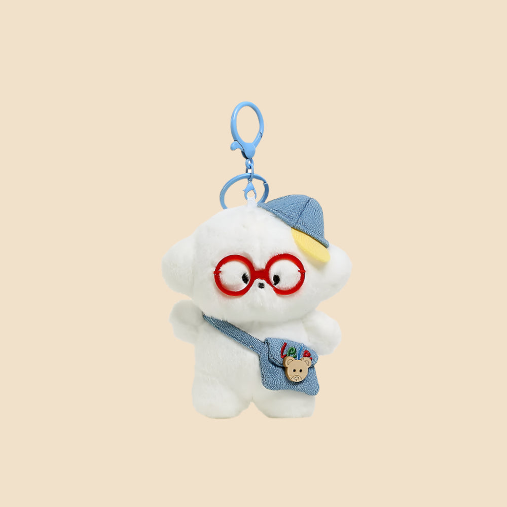 Puppy With Glasses Keychain