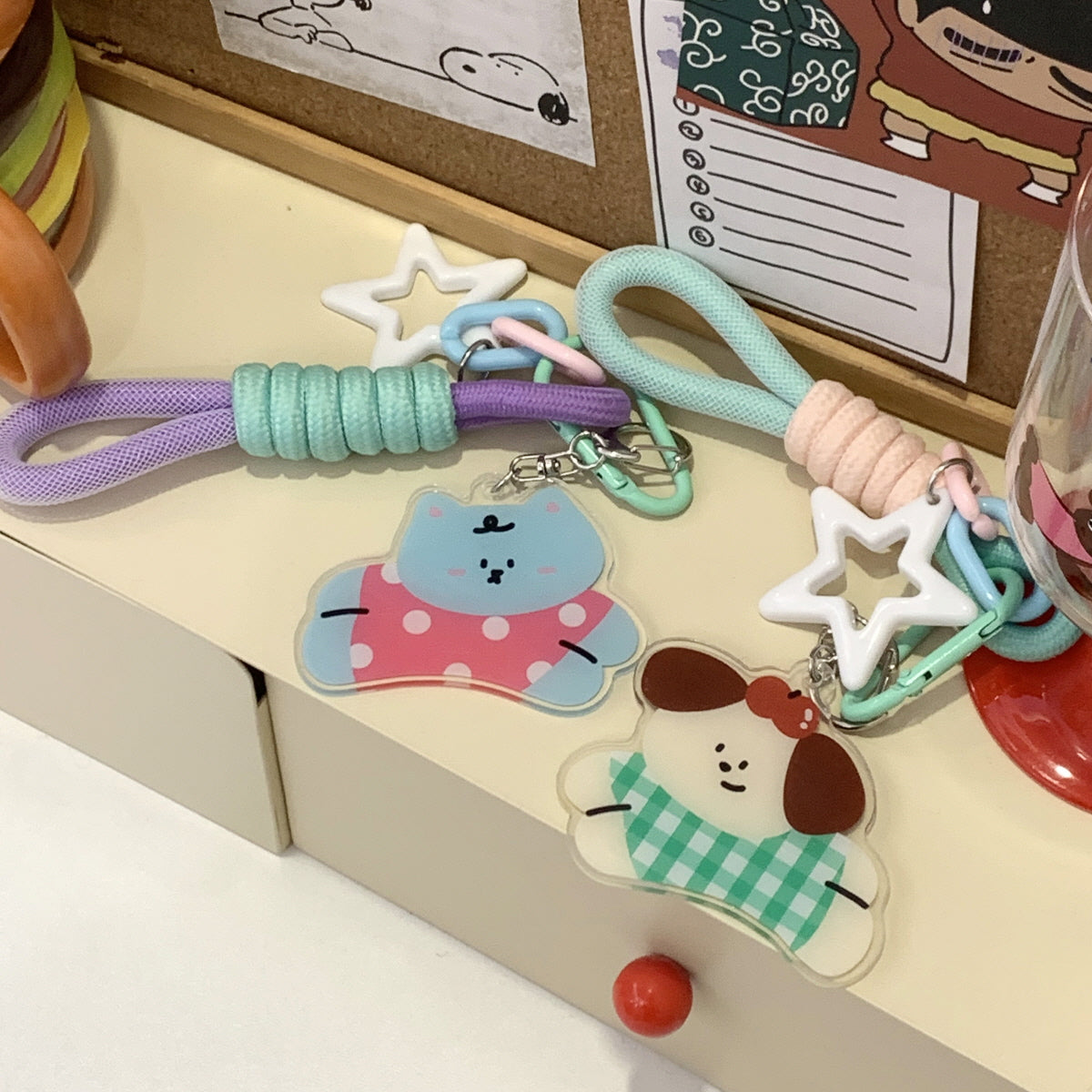 Kitty And Puppy Keychain