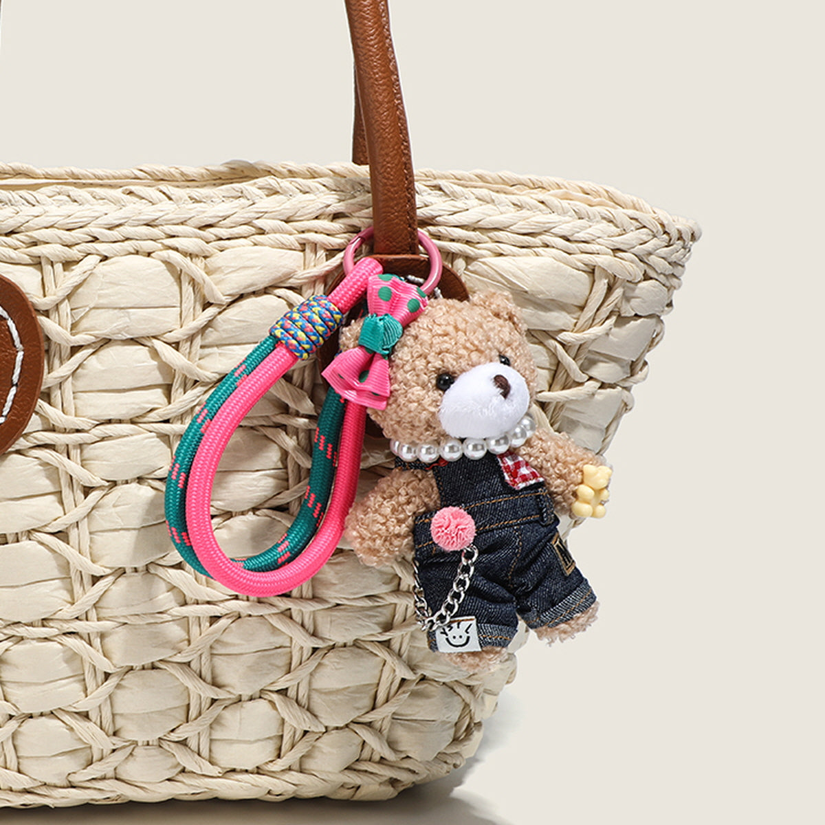 Pearl Necklace Bear Bag Charm