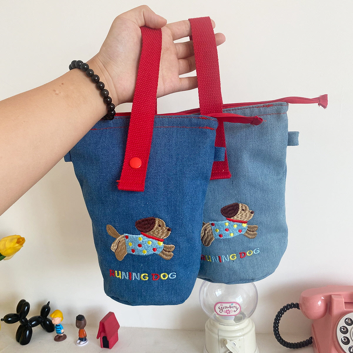 Denim Puppy Phone Bag